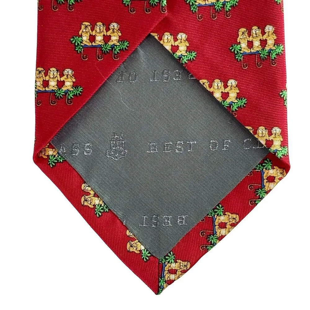 ROBERT TALBOT Best in Class Men's Silk Tie Red w/Monkeys 